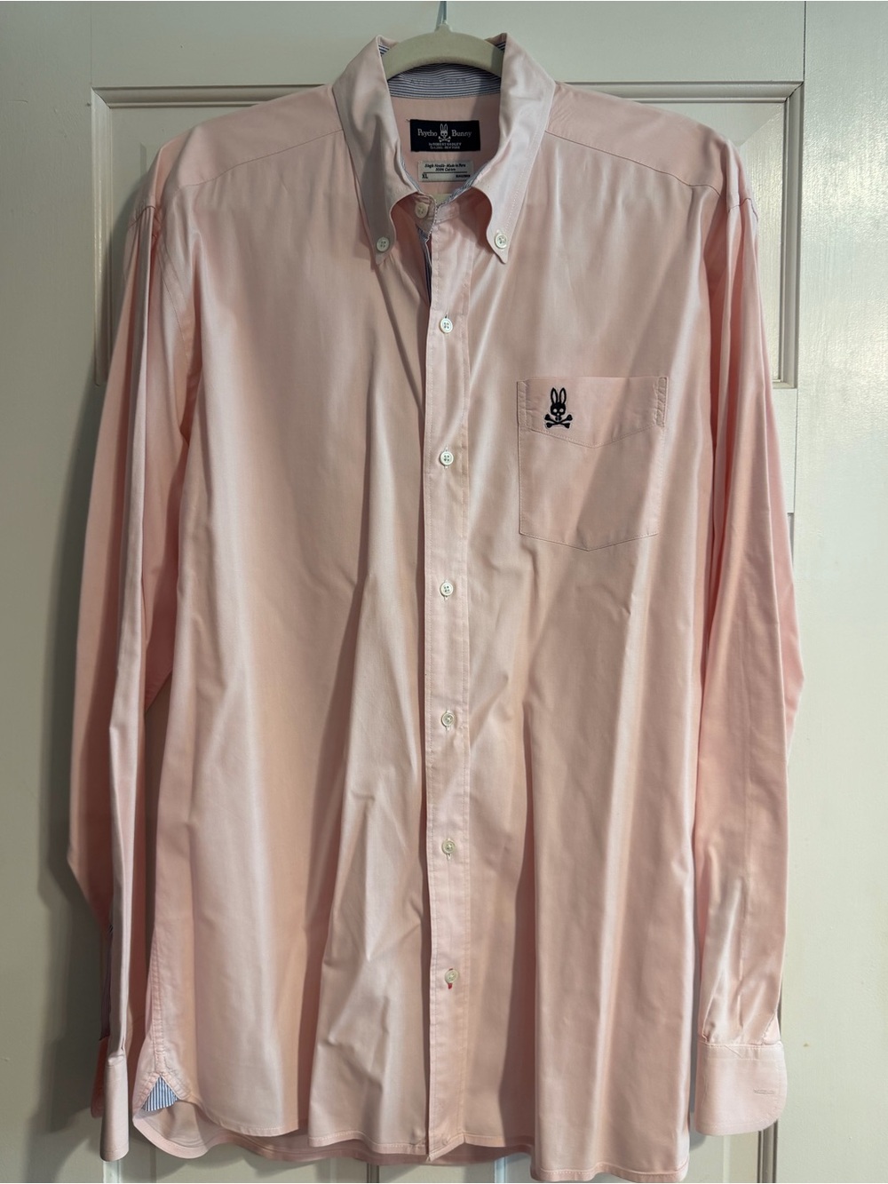 Psycho Bunny Men's Light Pink Button-Down Shirt with Chest Logo
